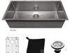 36 Meribel Undermount Single Bowl Kitchen Sink with Bottom