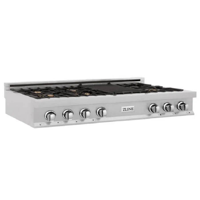48 Porcelain Gas Stovetop in DuraSnow® Stainless Steel